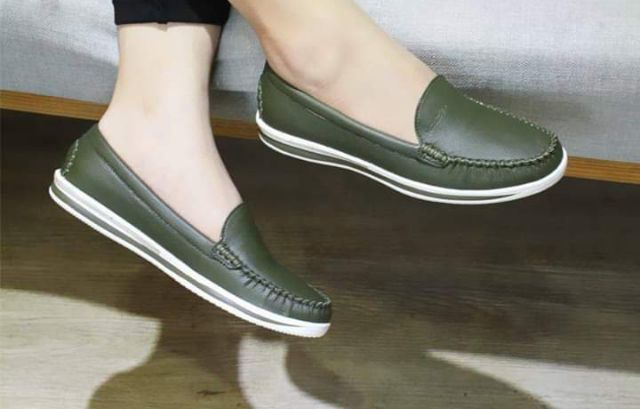 (Sale giá gốc 380k)Giày slip on da nữ -Giày lười nữ da bò cao cấp