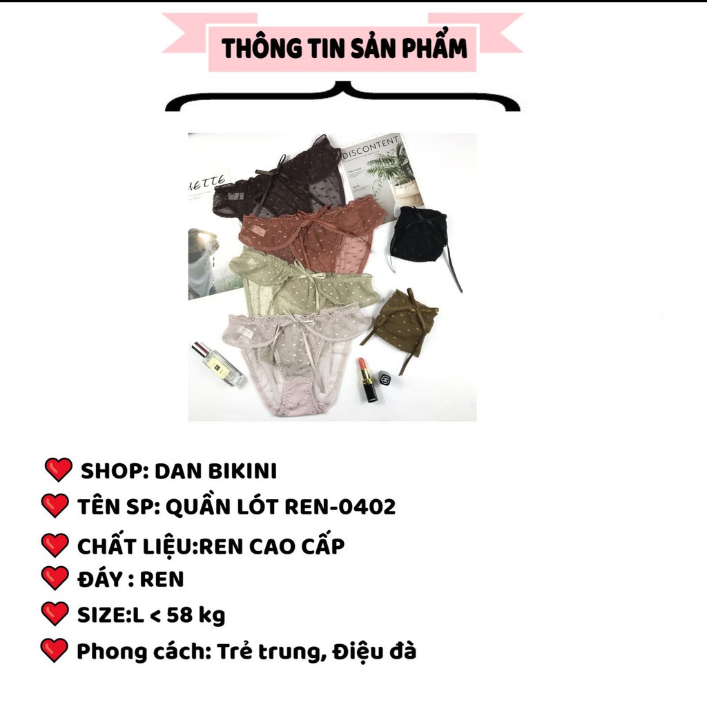 Quần Lót Nữ ❤️FREESHIP❤️ Quần Lót Ren Nữ họa tiết chấm bi viền bèo phối nơ điệu đà mã 0402