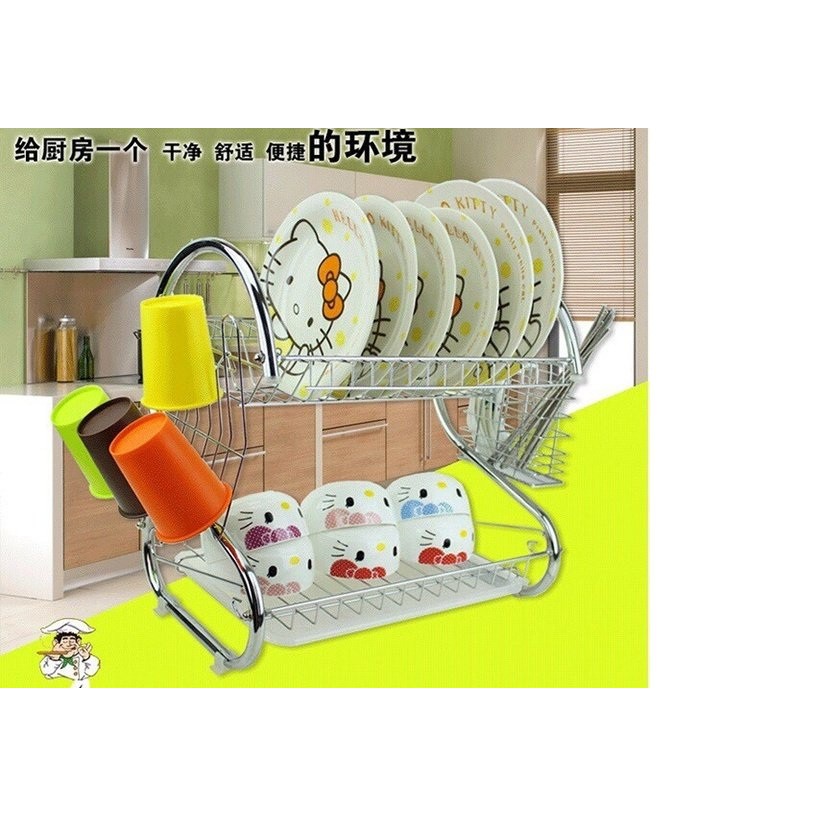 Giá up bát đĩa cốc và để đồ nhà bếp 2 tầng