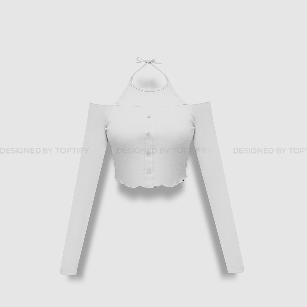 Áo croptop nữ body dài tay TOPTIFY cổ yếm hở vai Miami Vice Top | BigBuy360 - bigbuy360.vn