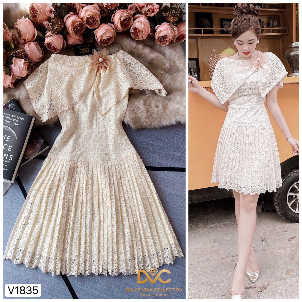 Váy ren be thiết kế V1835- QUEEN SHOP DOLCE VIVA COLLECTION(ảnh người mẫu+ảnh trải sàn do shop chụp tự chụp))