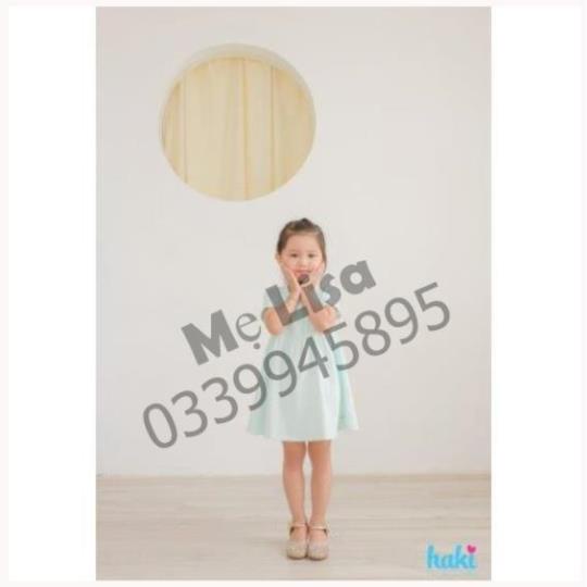 Đầm bé gái_Váy cotton cộc tay HAKI - xanh mint