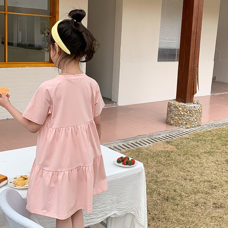 Đầm Công Chúa Mùa Hè Tay Ngắn In Họa Tiết Hoạt Hình Cho Bé Gái Se7en