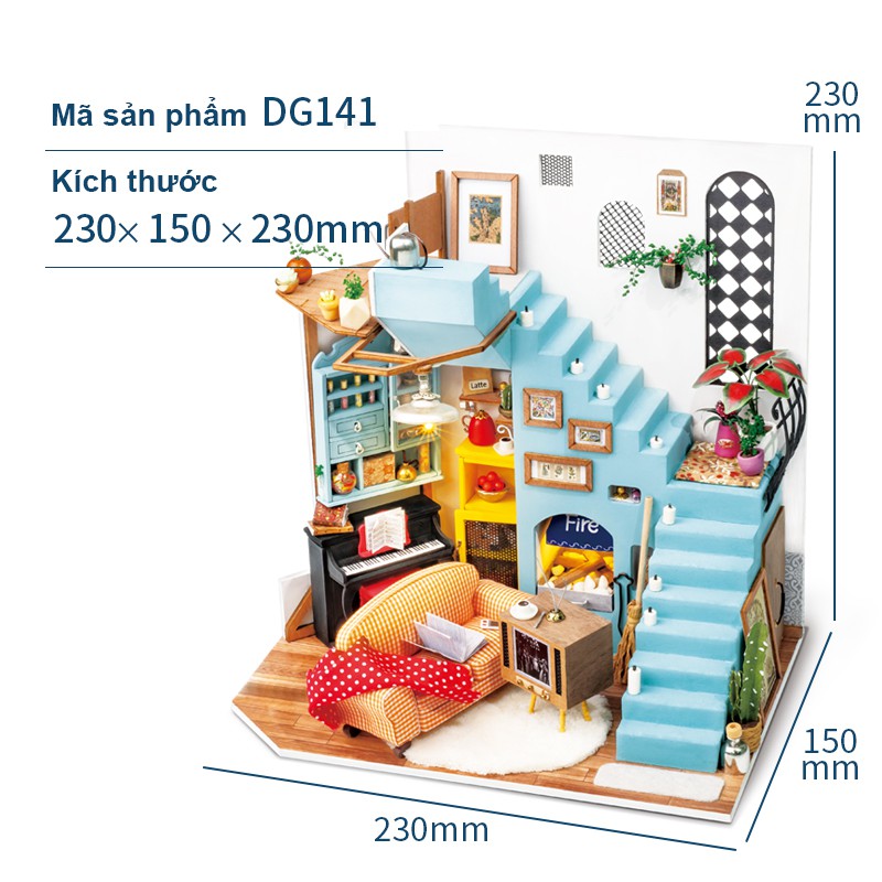 Mô hình nhà búp bê Robotime - Cửa hàng Bánh - Tặng Dụng cụ và keo dán - Mã DG141