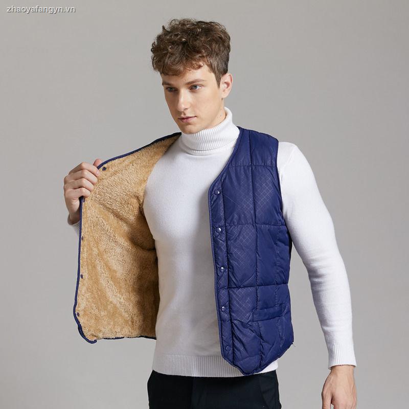 Áo khoác phao không tay lót nhung cotton dáng ngắn thời trang mùa đông dành cho nam
