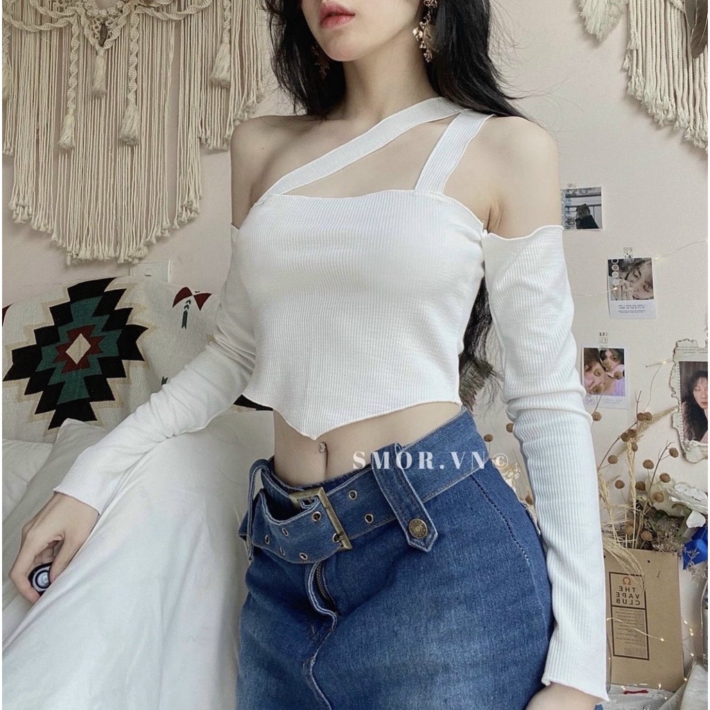 Áo bẹt vai dây chéo 2 màu  KÈM ẢNH THẬT