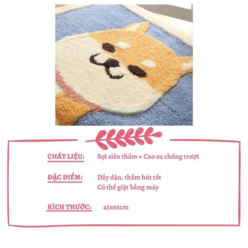 Thảm chùi chân❤️CHỐNG TRƯỢT❤️ siêu thấm, mềm mịn HÌNH CHÓ DỄ THƯƠNG