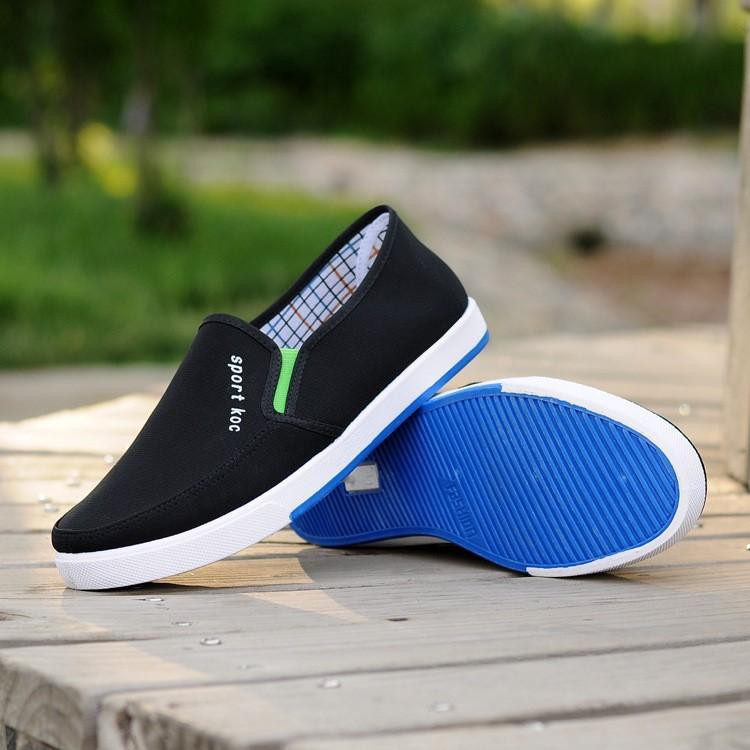 Gò vấp-Giày lười sneaker cách tân không dây MÀU ĐEN - Giày vải thời trang cao cấp nam/nữ