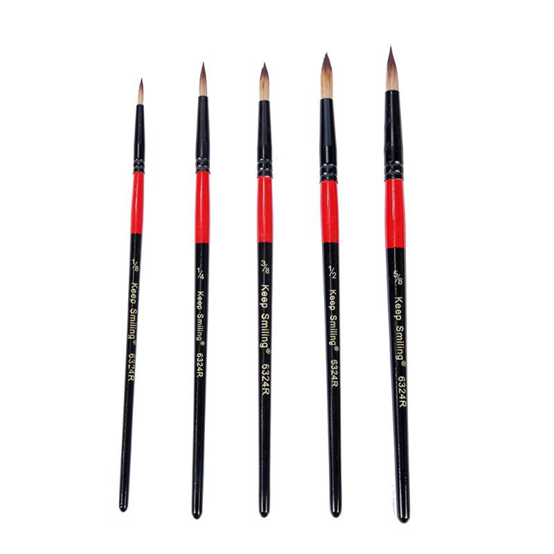 HO 5 Pcs Black Aluminum Tube Paint Brush Set  Kit For Oil Watercolor Acrylic Drawing Tools