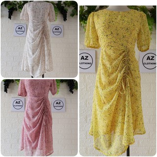 Đầm maxi hoa nhí rút eo