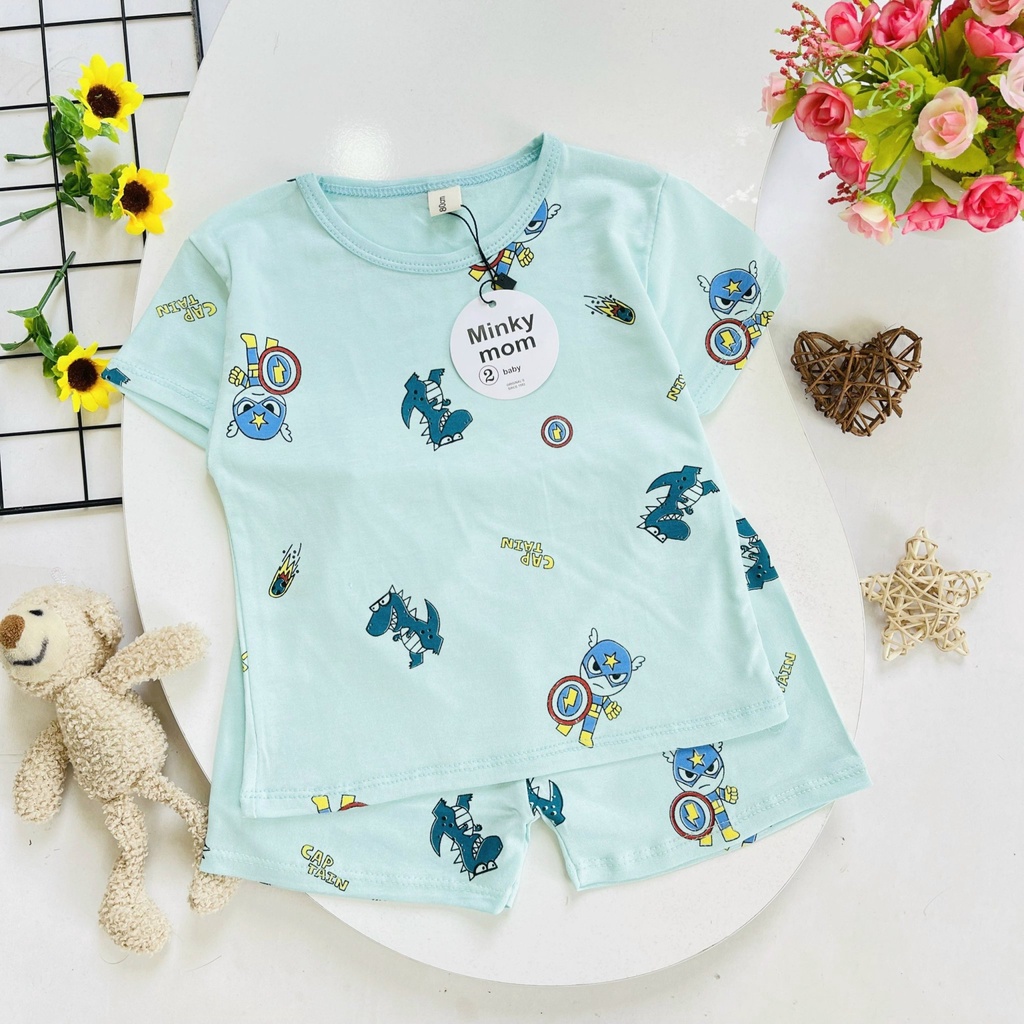 Đồ bộ cho bé ngắn tay hình [Siêu cưng] Bộ ngắn ba lỗ THUN LẠNH quần áo trẻ em bộ hè cộc tay quân đùi