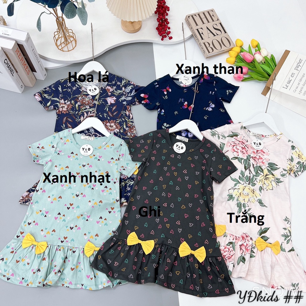 Váy bé gái cotton Hàn dáng xuông đuôi cá gắn 2 nơ XHN916