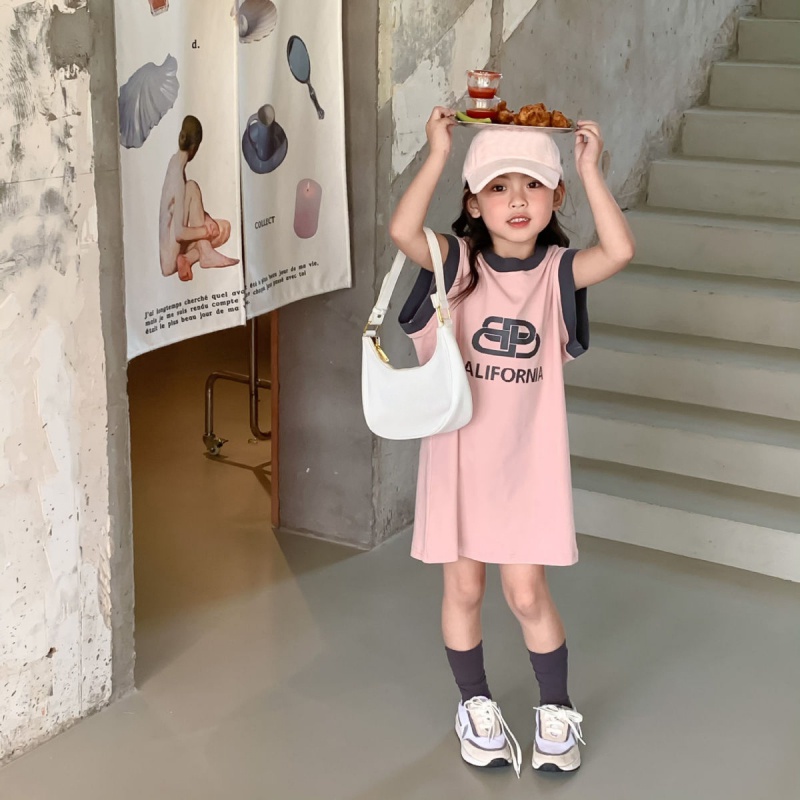 Đầm Không Tay In Chữ Thời Trang Mùa Hè Hàn Quốc Dành Cho Bé Gái