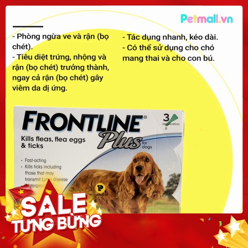 Nhỏ gáy trị ve Frontline Plus cho chó 10-&gt;20kg - 1 tuýp