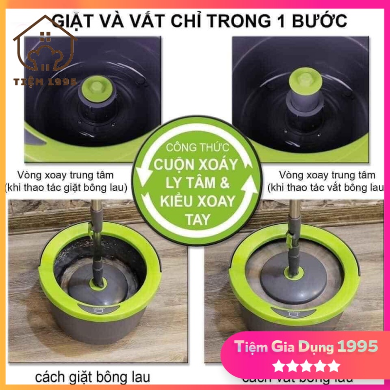 Bộ cây lau nhà Mini Spin Mop Lock&amp;Lock ETM498 và Lock&amp;Lock ETM494 kiểu dáng nhỏ gọn, siêu chắc chắn