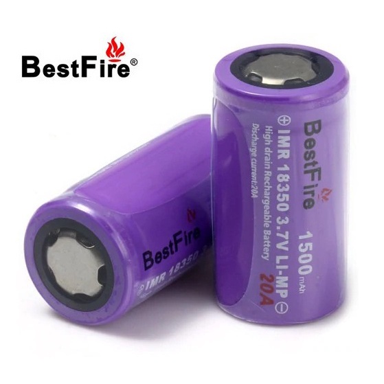 Pin nhỏ, pin lùn cao cấp BestFire BMR 18350 3.7v Li-MP 1500 mAh, độ xả 20A (1 viên) cho máy ảnh, quạt mini, đèn pin