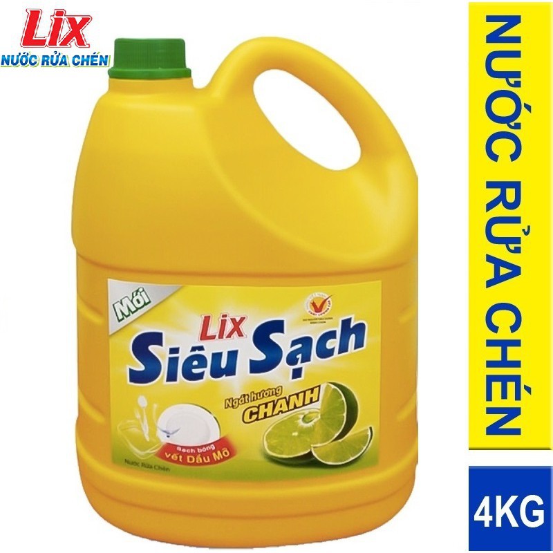 Nước rửa chén Lix Siêu sạch hương Chanh (4kg)