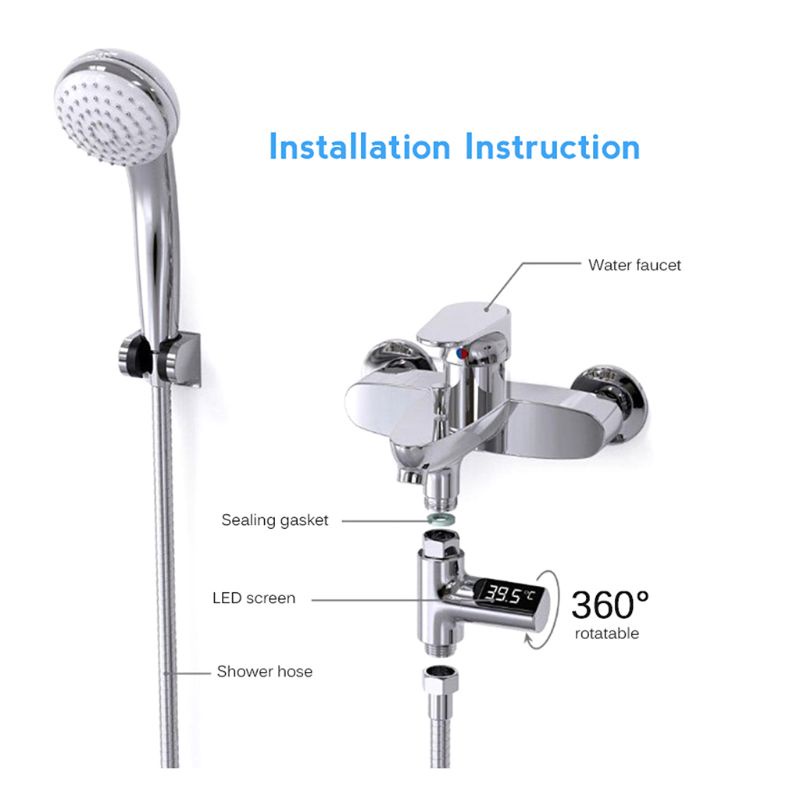 Nhiệt Kế Vòi Hoa Sen Xoay 360 Độ Có Đèn LED Hiển Thị Tiện Dụng Cho Phòng Tắm Bé