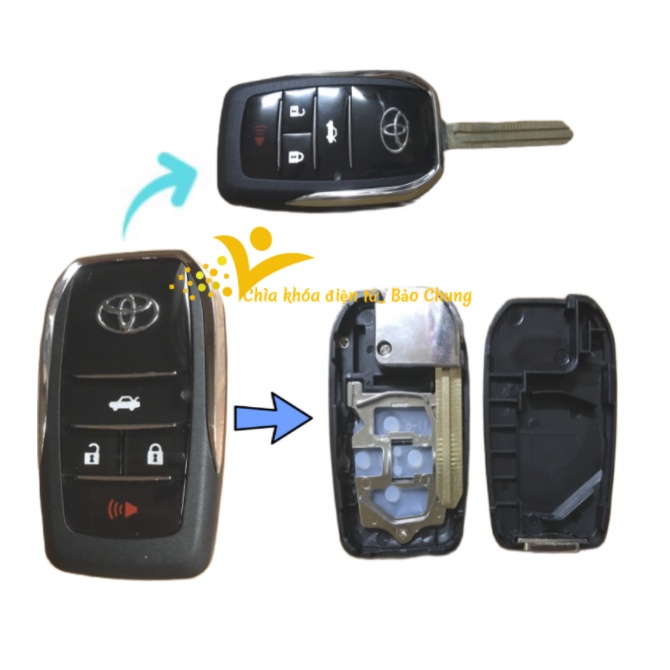 Vỏ độ gập chìa khóa Toyota vios,yaris,altis,fortuner,inova dùng để thay thế cho vỏ chìa thẳng Zin theo xe
