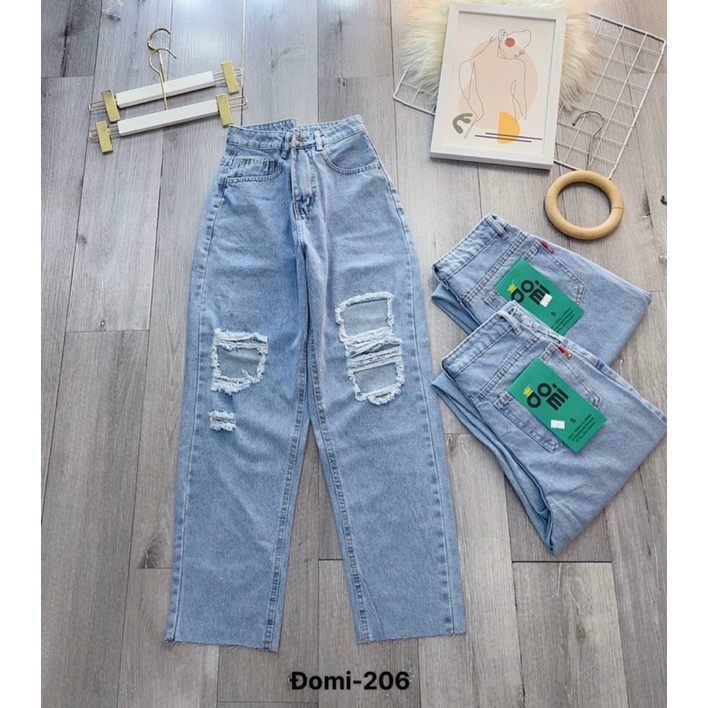 Quần baggy jean lưng cao basic