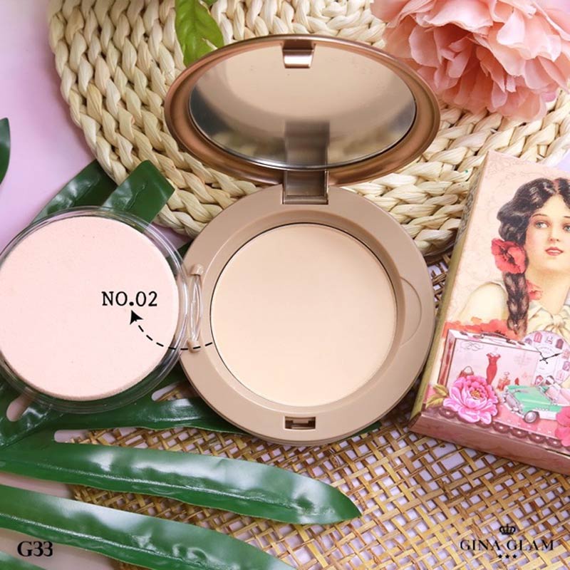 Phấn Phủ Gina Glam Che Phủ Tốt , Kiềm Dầu , Bền Màu Gina Glam Pressed Powder Sweet Girls