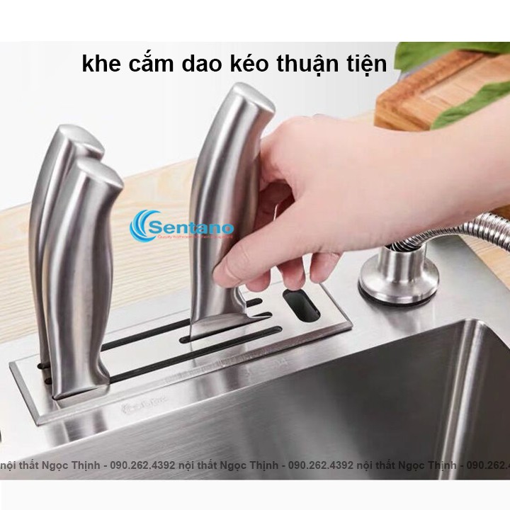 [HÀNG LOẠI 1] Chậu rửa chén đúc cao cấp đa năng inox 304 SENTANO Plus loại lớn 100x48 cm