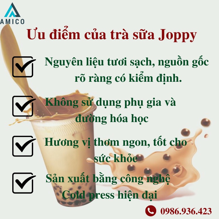 Set 8 Gói Hồng Trà Sữa Trân Châu Joppy Vị Thơm Ngon Đặc Biệt, Hộp Trà Sữa Trân Châu Tự Pha Tại Nhà - Amico