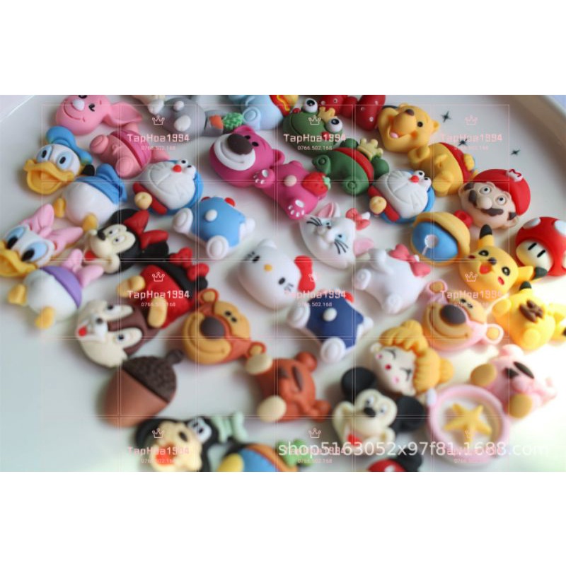 (Cartoon - cặp 2 cái) - STICKER PHỤ KIỆN DIY 3D DÁN ỐP ĐIỆN THỌAI BÌNH NƯỚC KẸP TÓC