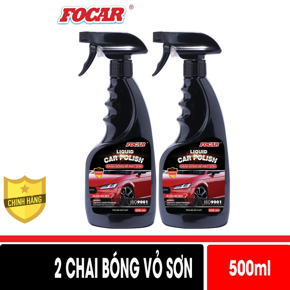 Bộ 2 chai dưỡng bóng vỏ sơn ô tô FOCAR Liquid Car Polish 500ml