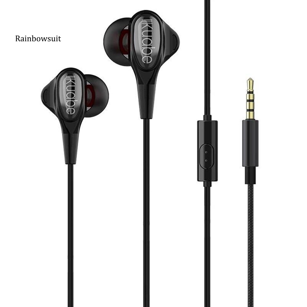 【RB】Kuabe s600 HIFI Heavy Bass Sport Earbuds Wired In-ear Earphones with Microphone