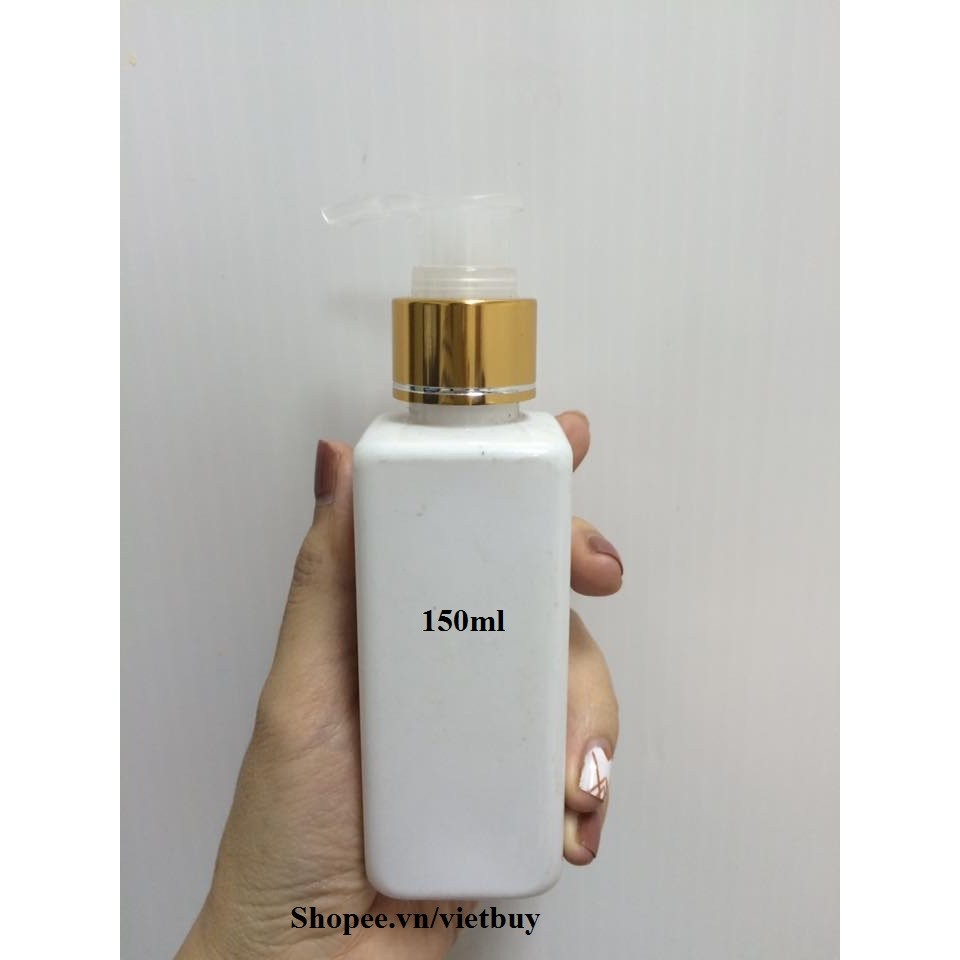 Chai nhựa trắng vuông vòi ấn 150ml