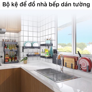 Bộ kệ nhà bếp dán tường phong cách hiện đại, kệ để đồ phòng bếp