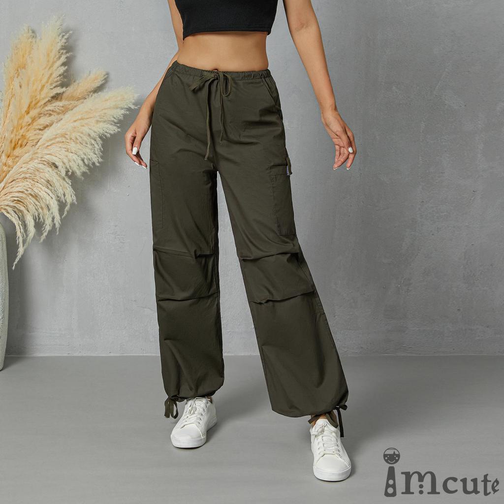 Quần Dài Nữ Ống Rộng Kiểu Dây Rút Màu Sắc Thời Trang Cá Tính