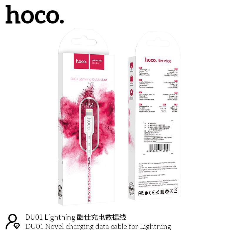 Cáp sạc Lightning/Micro/TypeC nhanh 2.4A HOCO DU01 Lightning dây PVC Siêu bền - Truyền dữ liệu tốc độ cao