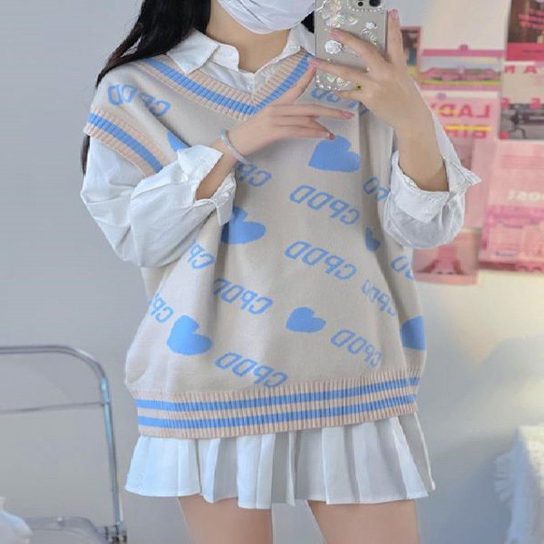 Áo Gile Len Ulzzang, Áo Len Nữ Họa Tiết Phối Màu Đẹp Nữ Tính Phong Cách Hiện Đại M116 | BigBuy360 - bigbuy360.vn