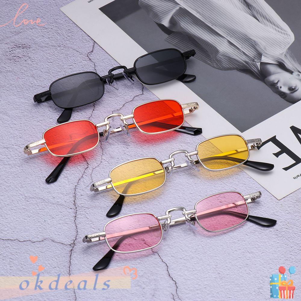 Kính Mát Hình Chữ Nhật Gọng Kim Loại Chống Tia UV400 Màu Kẹo Phong Cách Punk Cổ Điển Cho Nữ Sự Bảo Vệ