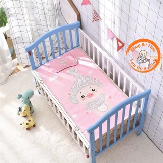 Chiếu lụa điều hoà thoáng mát nằm nôi tặng kèm gối thảo dược cho bé