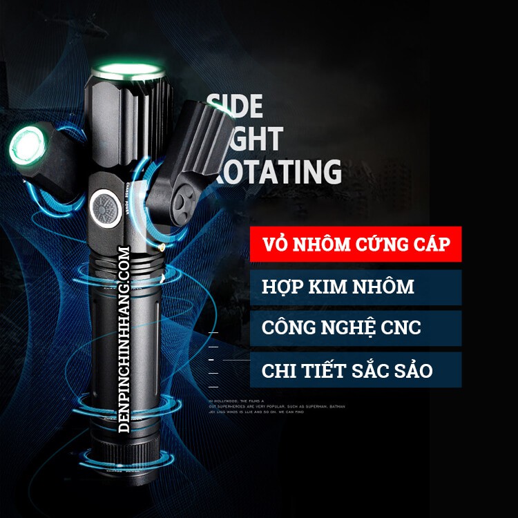 Đèn Pin Cầm Tay 3 Bóng Siêu Sáng - Xoay 360 Độ - Chống Nước - Chống Rơi Vỡ Va Đập - Tiêu Chuẩn Quân Đội Cao Cấp - BH 6T