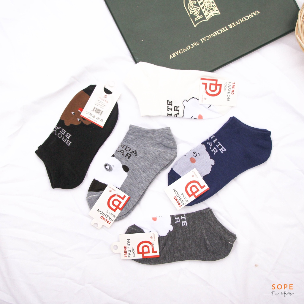 Tất vớ cổ ngắn nam nữ họa tiết hình gấu dễ thương - Sope Shop