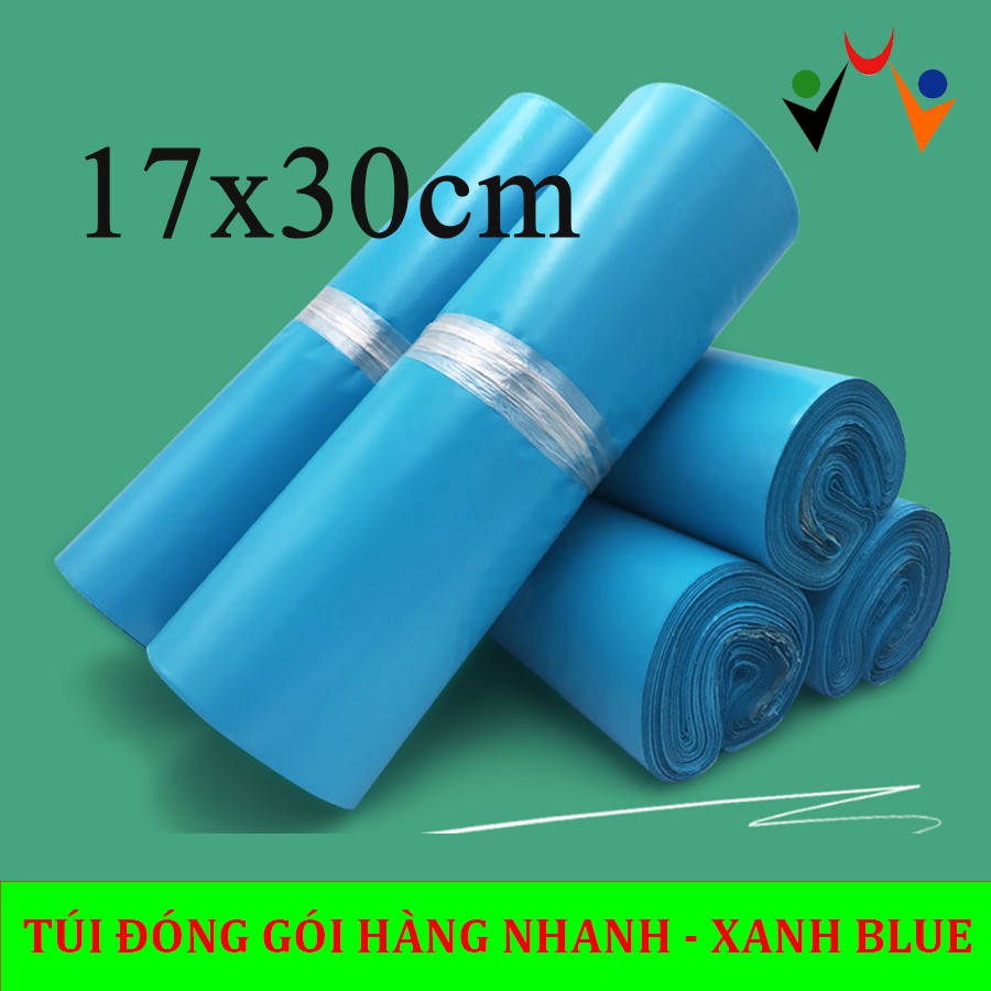 Màu XANH BLUE 17x30 cm Túi đóng hàng có sẵn keo dán, đóng gói tiện lợi, tiết kiêm
