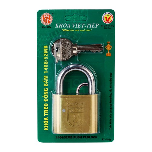 Ổ KHÓA CỬA VIỆT TIỆP TREO ĐỒNG BẤM 1466/52MB ( CẦU KHÓA BẰNG THÉP - CHỊU VA ĐẬP TỐT )