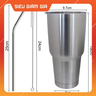 Ly giữ nhiệt yeti Thái Lan 900ml Chọn kèm Túi+Ống hút bình cốc cách nhiệt inox