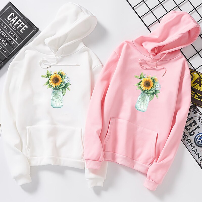 Áo Hoodie In Hình Hoa Hướng Dương Phong Cách Harajuku Hàn Quốc 2019 Cho Nữ