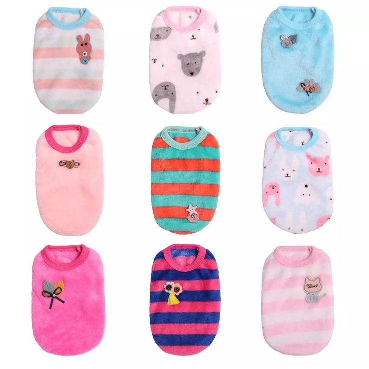 Áo Sweater Không Tay Vải Nhung Mềm Mại Kẻ Sọc Dễ Thương Dành Cho Thú Cưng 27 Thú Cưng