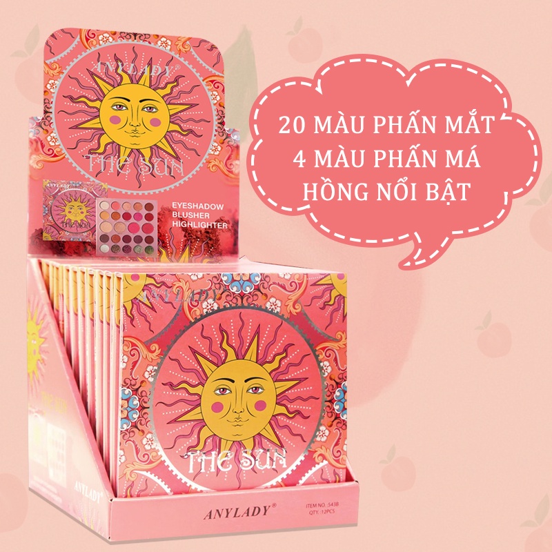 ANYLADY Bảng phấn mắt đa chức năng 24 màu (20 màu phấn mắt + 4 màu má hồng)-Độ hiển thị cao, lâu dài - KB-YY13