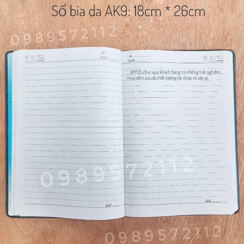 Sổ bìa da AK9 khổ B5. 224 trang