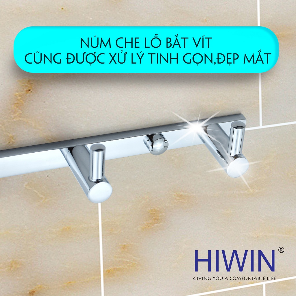 Móc treo quần áo tiện lợi 4 móc chất liệu đồng mạ crom mặt gương HIWIN Y-6302-4