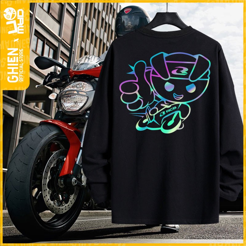 Áo thun tay dài UMAD racing boy RCB v.1 phản quang 7 màu cổ tròn tay ngắn màu đen có big size mẫu Biker xe độ, xe đua