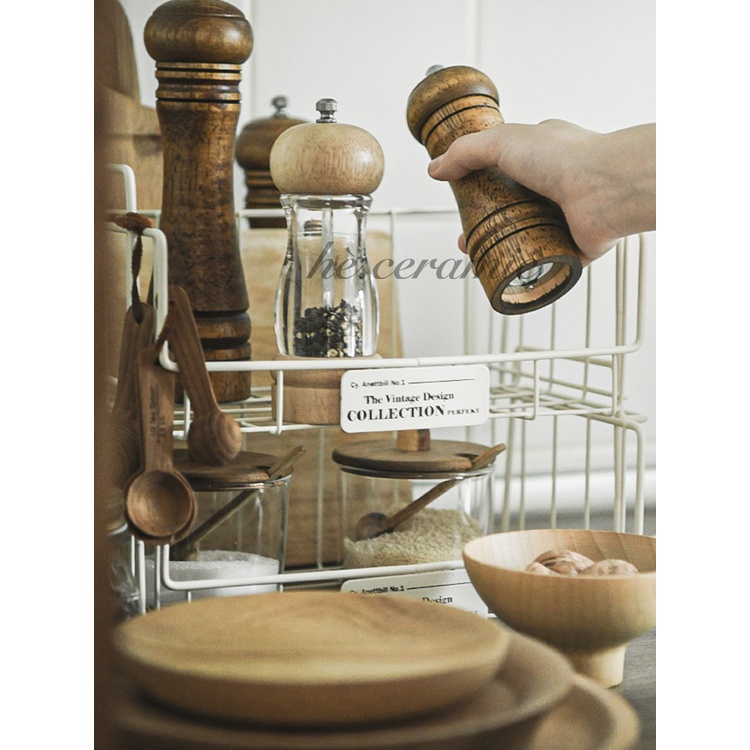 HÈ.CERAMIC / Lọ Xay Tiêu Cầm Tay Bằng Gỗ Phong Cách Âu Châu