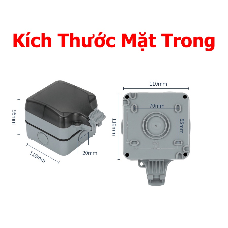 Hộp Chống Nước Ổ Cắm - Công Tắc 16A Đạt Tiêu Chuẩn Chống Nước IP66 - Ổ Cắm Điện Ngoài Trời Tenko